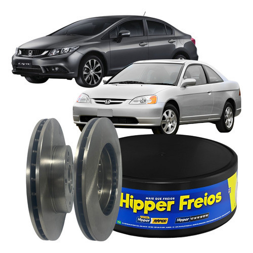 Par Disco Freio Dianteiro Ventilado Civic 1.8 16v 2006 A 2016