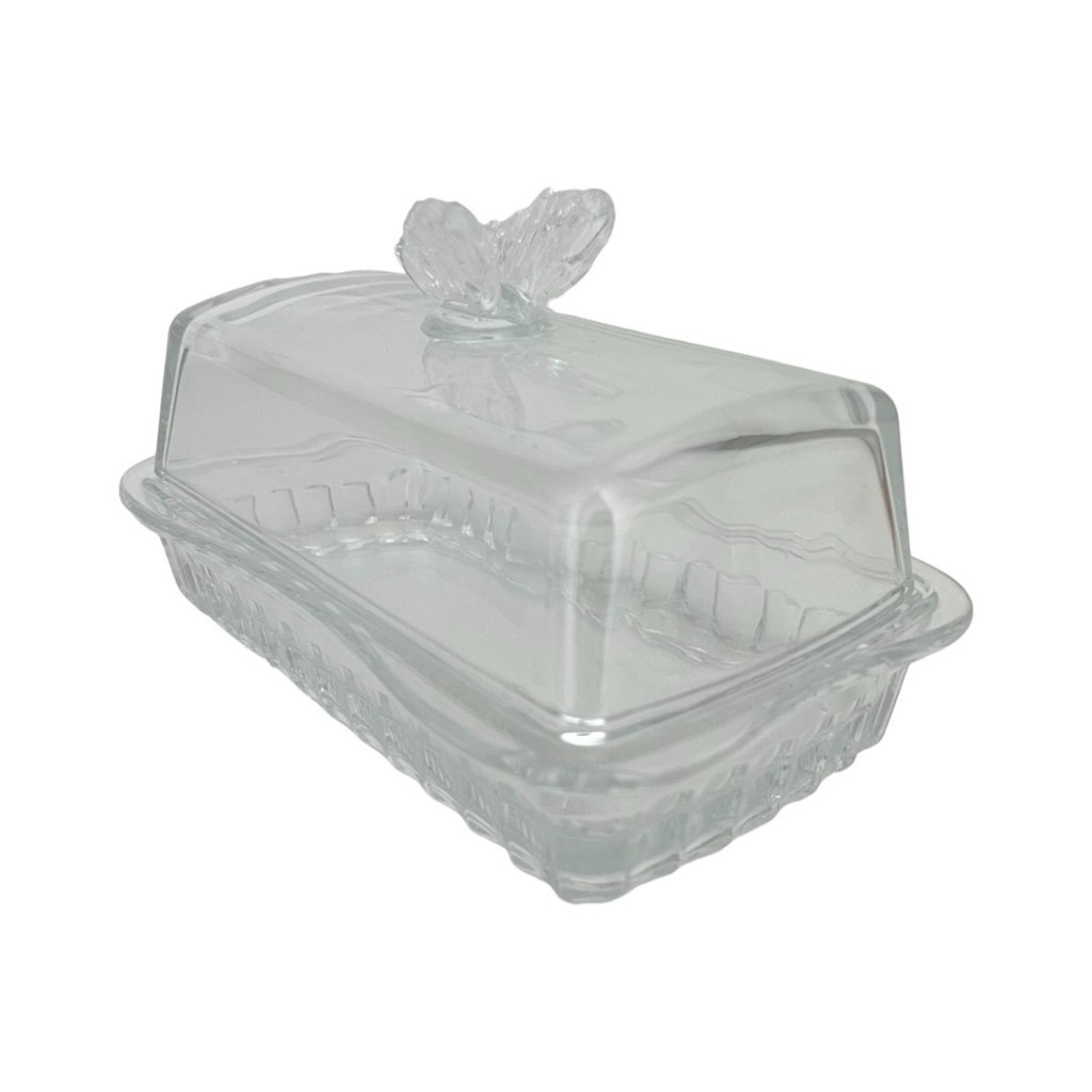 Manteigueira Butterfly Vidro Tampa Transparente 17cm Wolff