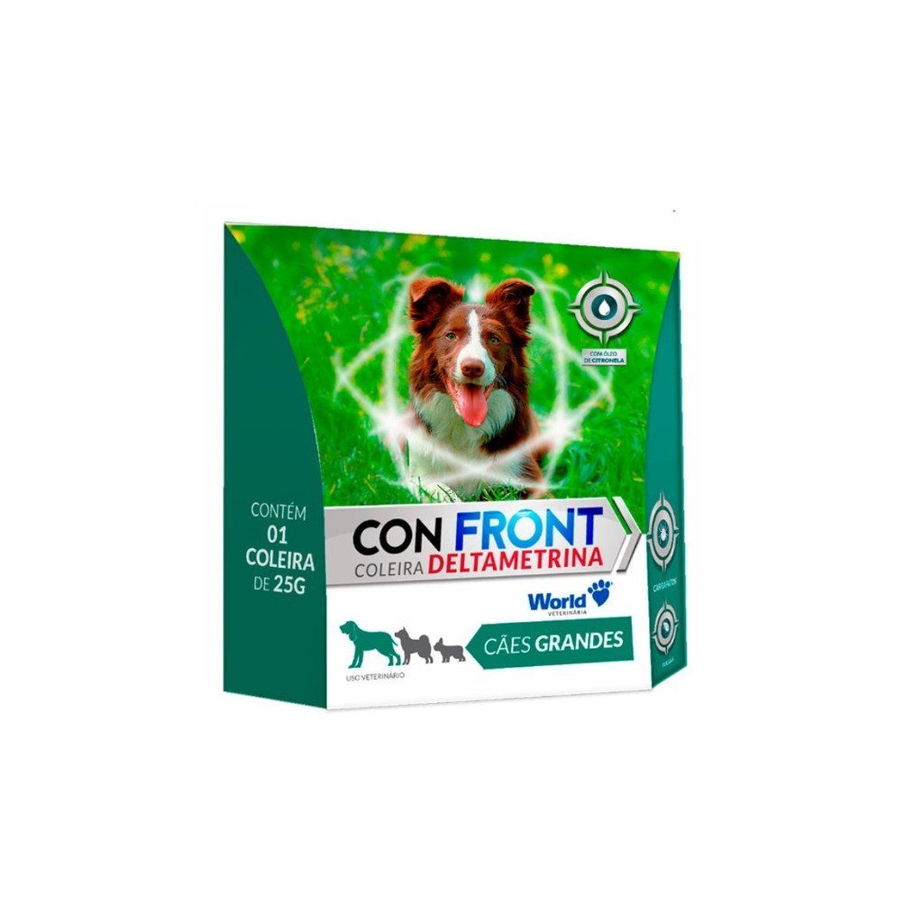 Coleira Antipulgas Para Cães G ConFront 25g World em Oferta na Shopee