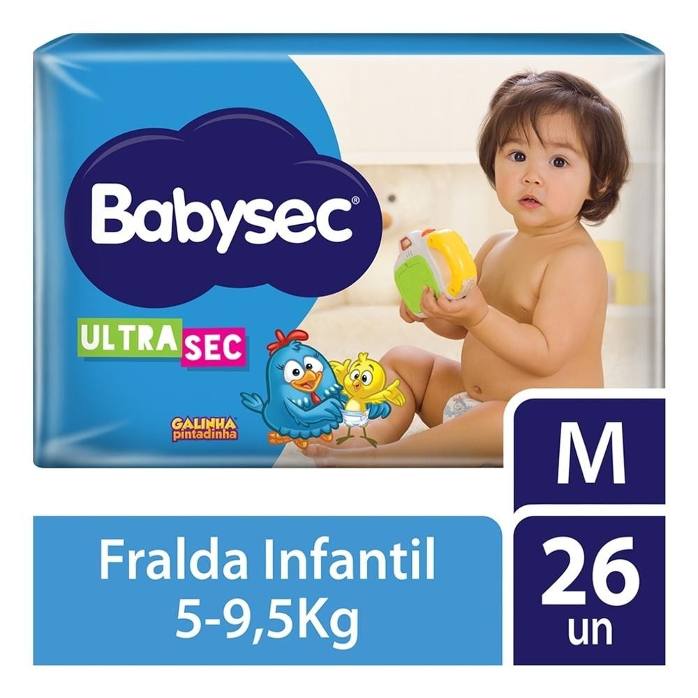 Fralda Babysec Galinha Pintadinha Ultrasec M 26 Unidades - Mom & Baby
