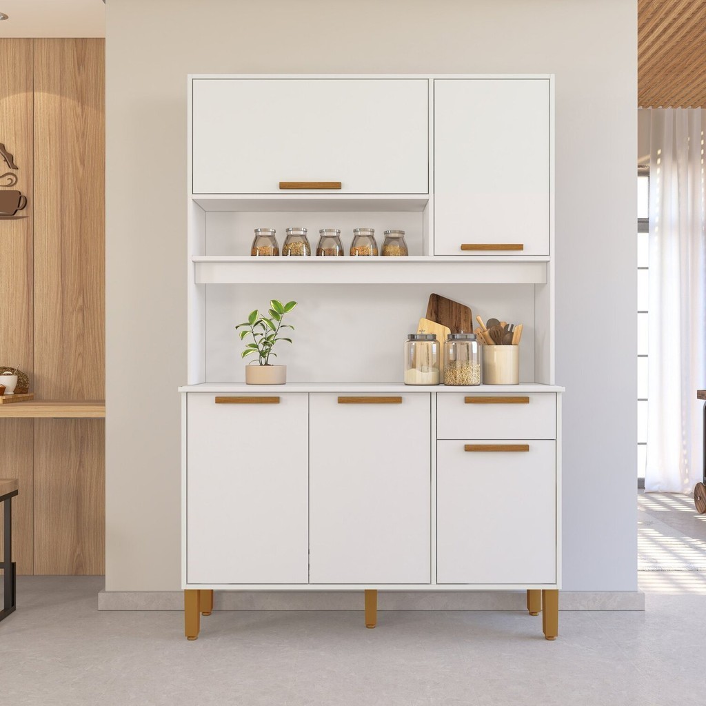 Armário para Cozinha 5 Portas 1 Gaveta Roma Branco - Home & Living