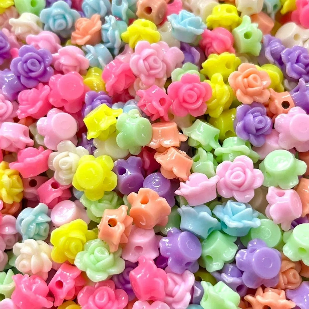 100 Pçs Miçangas Coloridas Para Criança Flor Rosa C1-5-2 em Oferta na Shopee