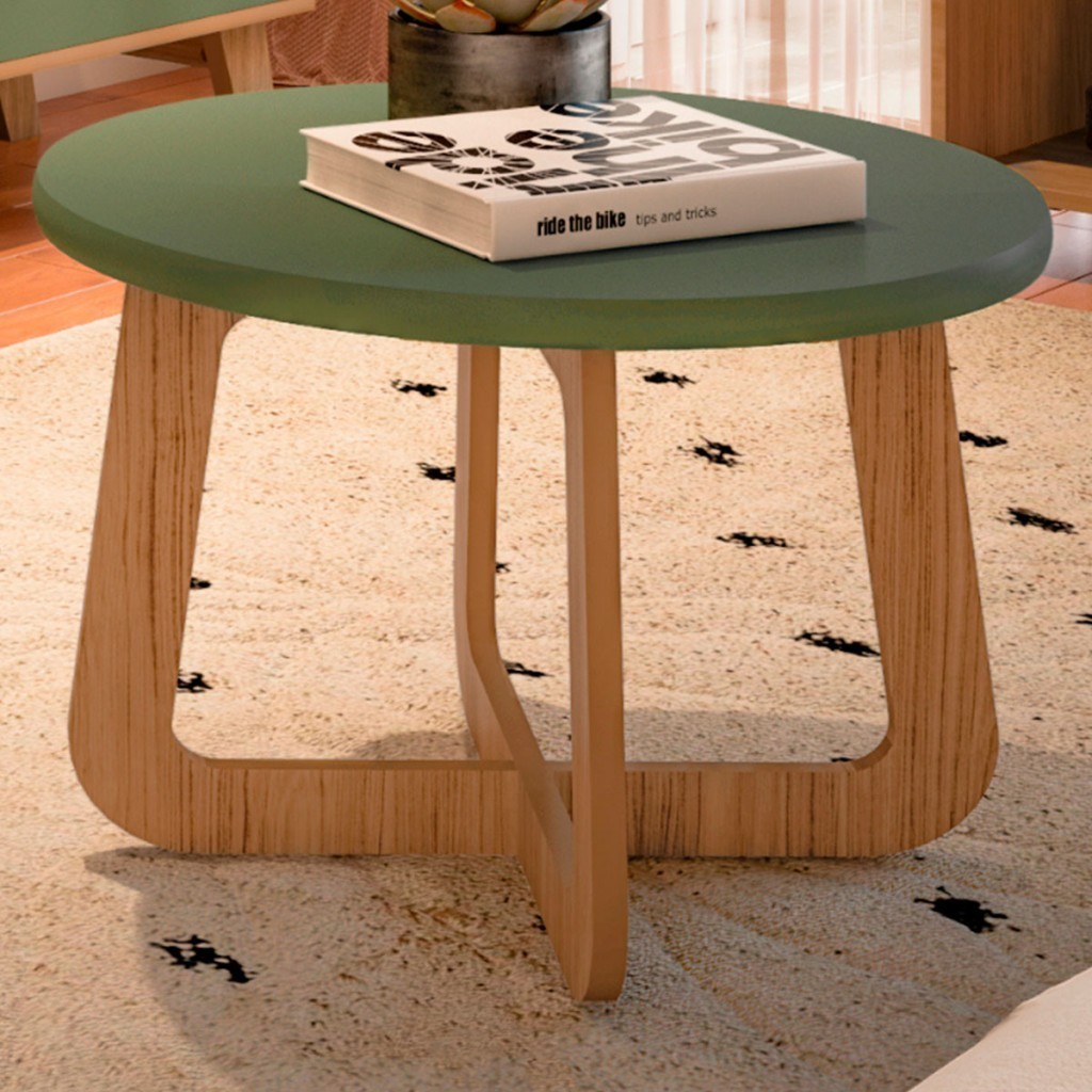 Mesa de Centro Jasmin 100% Mdf Menta/Carvalho - Artely Móveis em Oferta na Shopee