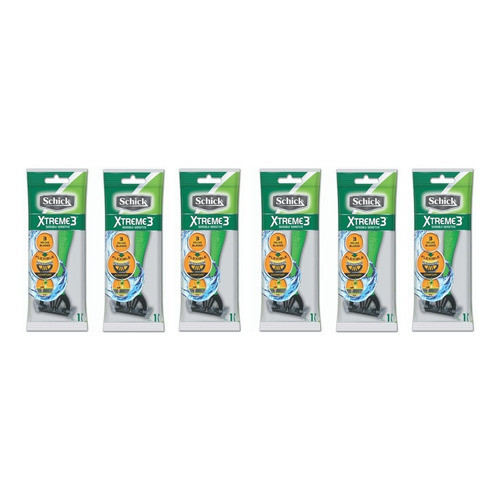 6 Aparelho De Babear Schick Xtreme 3 Sensitive Descartável