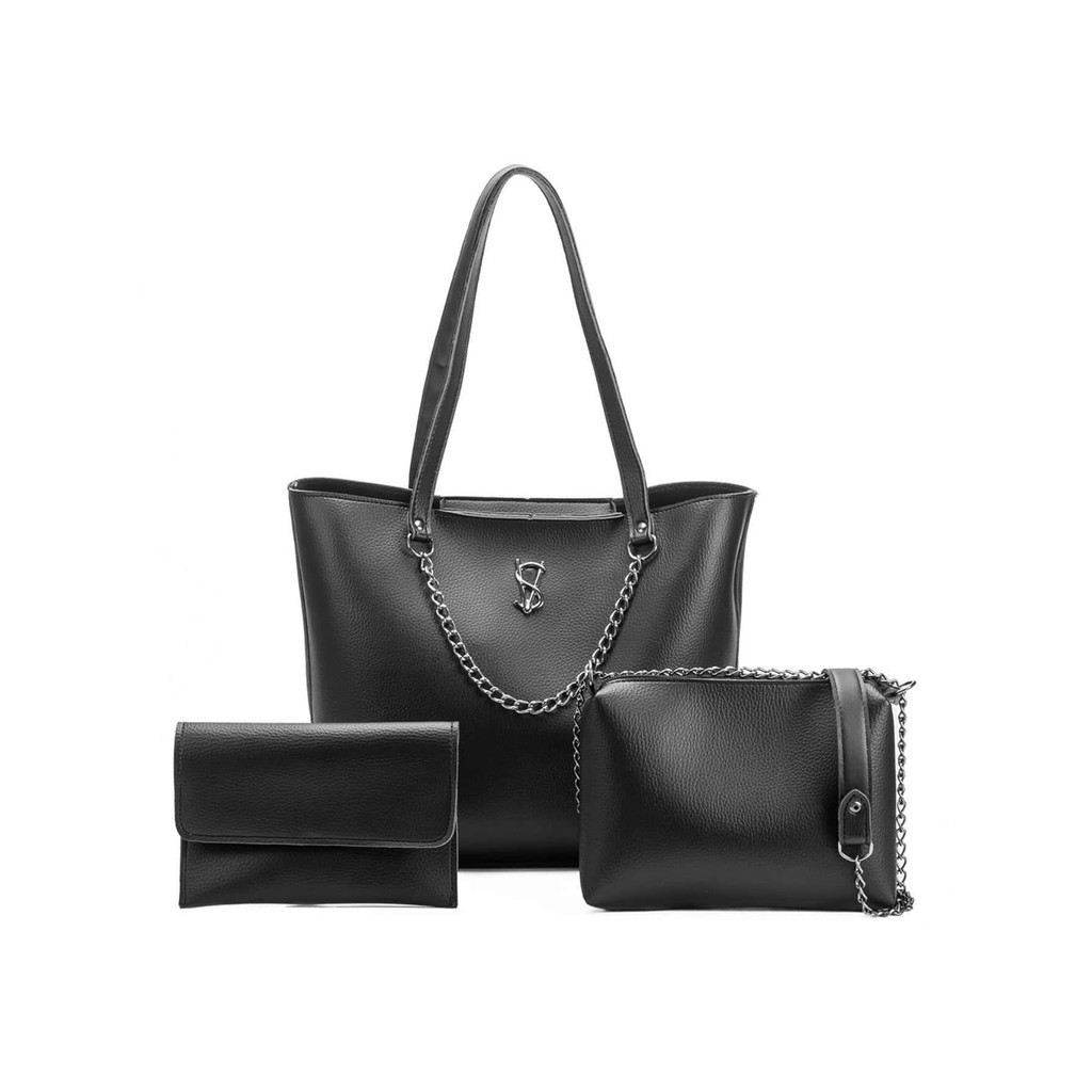 Bolsa feminina Kit 3 pçs Bolsa grande e Bolsinhas Lançamento. em Oferta na Shopee