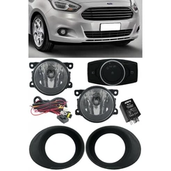 Kit Farol de Milha Neblina Ford Novo Ka 2014 a 2018 Interruptor Painel + Molduras