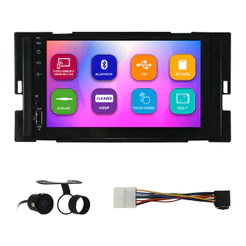 Kit Multimídia 7 Pol March Versa 2014 2015 2016 2017 2018 2019 2020 Espelhamento Android Ios 2 Din Preto Camera Ré