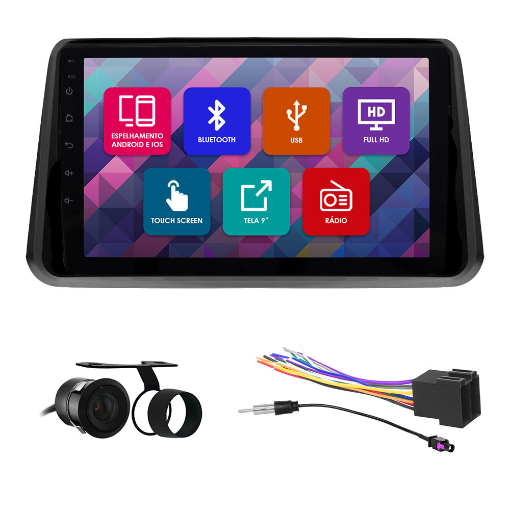 Kit Multimídia 9 Pol Argo 2018 2019 2020 2021 2022 2023 Espelhamento Android Ios 2 Din Preto Camera Ré em Oferta na Shopee