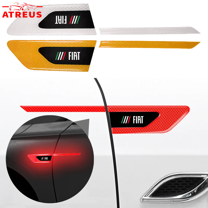 2Pcs Novo Fiat Car Fender Reflective Sticker Autocolante De Segurança Aviso Autocolantes Decorativos Anti-Colisão Protetor Contra Arranhões Para Fiat Strada Argo Mobi Toro Fastback Pulse Cronos Scudo 500 Titano Palio Idea Uno Punto