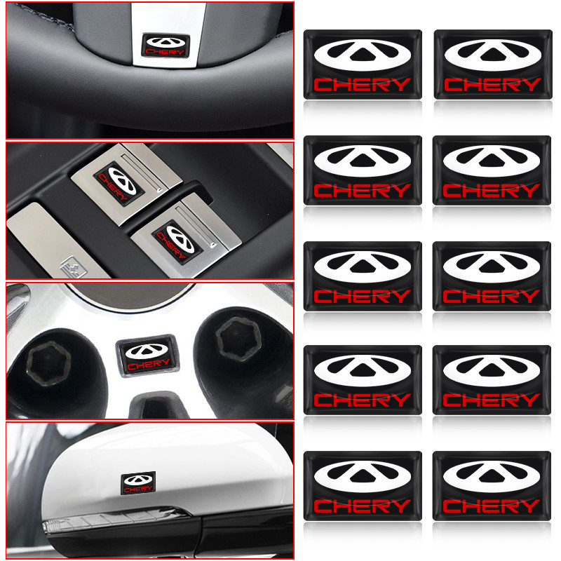 10 Pcs 3D Estilo De Carro Decorativo Resina Epóxi Emblema Adesivo Decalques Para Chery Tiggo 5 2 3 7 PRO 8 5X IQ QQ Fulw