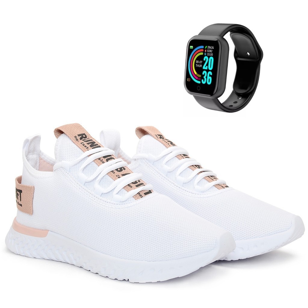 Kit Tênis Academia Feminino Esportivo Caminhada Olimp BF Shoes + Smartwatch