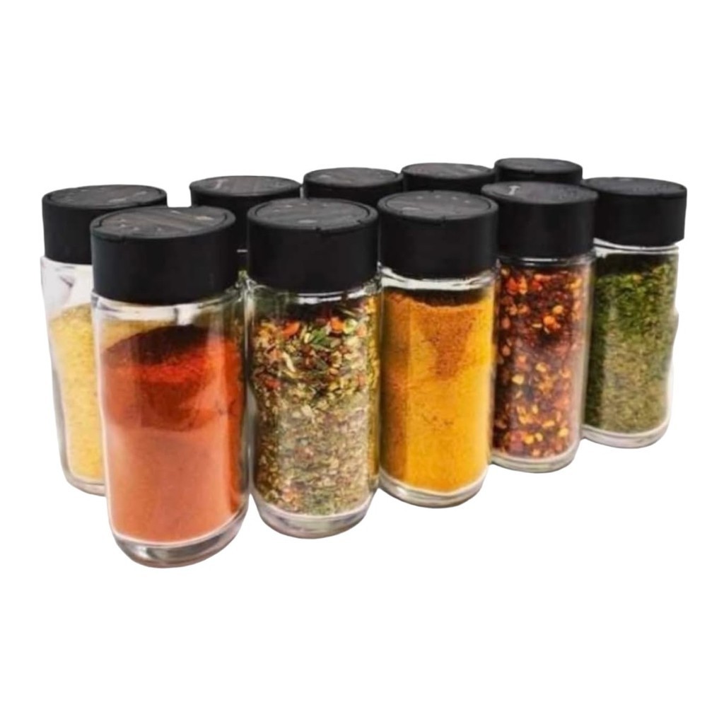 Kit Potes de Temperos Condimentos de Plástico + Etiquetas