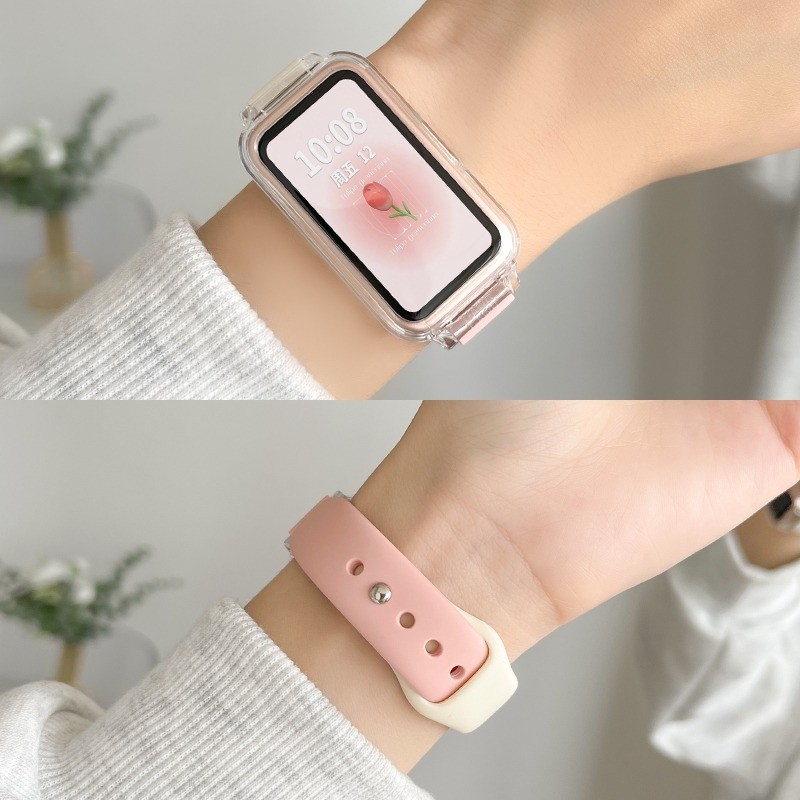 Pulseira De Silicone Com Capa Para Xiaomi Smart Band 9 Active/8 Active  Redmi band 3 2 Moda Cor Sólida Macia Substituir