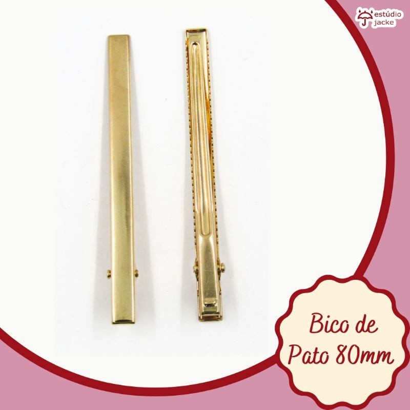 Bico de Pato Retangular 80mm Metal - Cor: Níquel ou Dourado em Oferta na Shopee