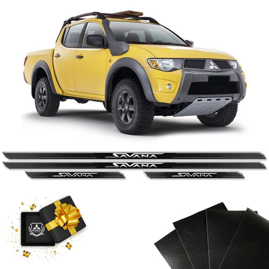 Kit Soleira Diamante L200 Savana Com Protetor De Porta Genérico