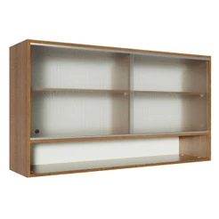 Armário de Cozinha Aéreo 2 Portas de Correr de Vidro e 1 Nicho Rustic Glamy Madesa