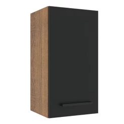Armário de Cozinha Aéreo 35 cm 1 Porta Rustic/Preto Agata Madesa