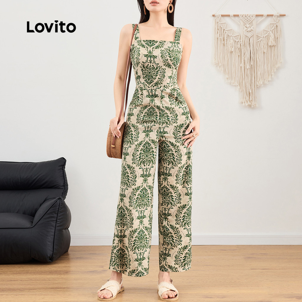 (Trendy) Lovito Macacão Casual Com Estampa Tribal De Verão/Primavera Para Mulheres L124AD297 - Women Clothes