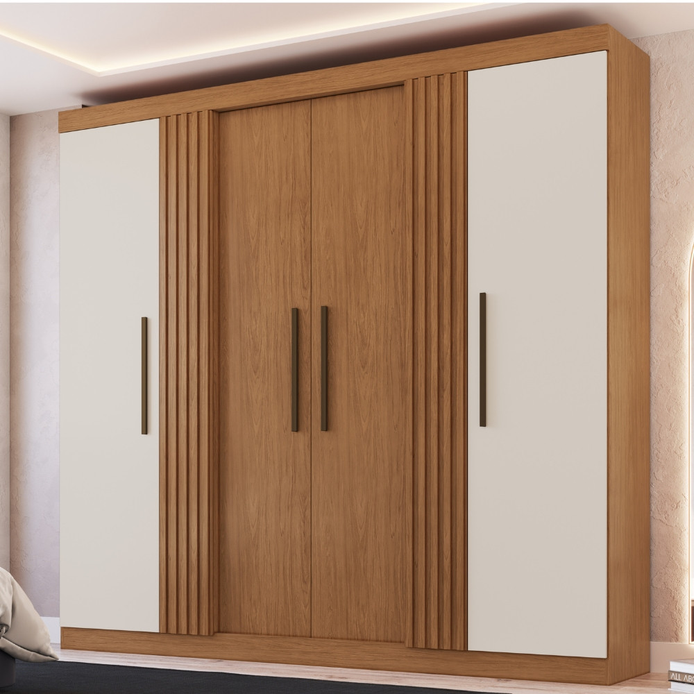 Guarda Roupa Casal Ripado 6 Portas Suecia Faimec em Oferta na Shopee