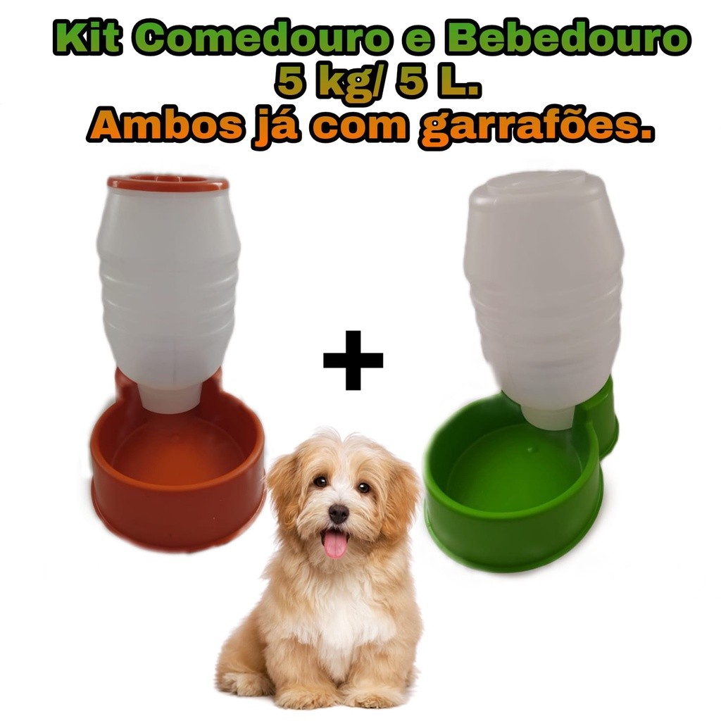 Kit Bebedouro Comedouro Pet Automático, Tratador para cães e Gatos 5L /4,5 Kg automatico