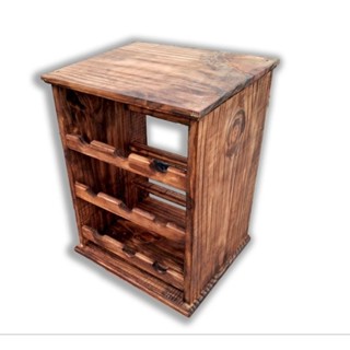 Adega de Mesa Madeira Maciça Decoração Rustica Vinhos Espumantes 9 Garrafas Acabamento Envelhecido em Oferta na Shopee