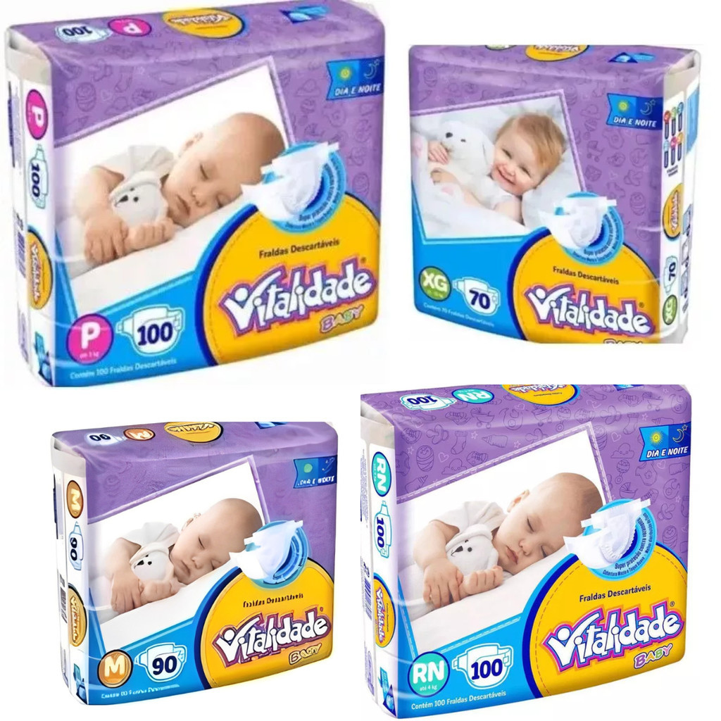 Fralda Destartável INFANTIL Mega Pacotão VITALIDADE BABY Fraldas Infantil Vitalidade Baby ...