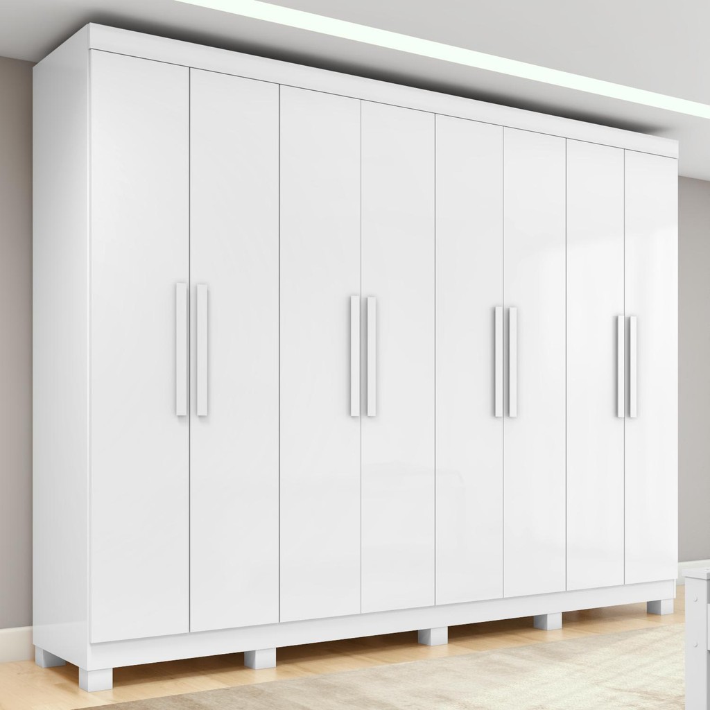 Guarda-roupa Casal Easy Slim 8 Portas Com Pés Branco em Oferta na Shopee