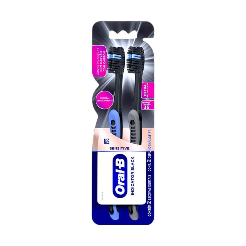 Escova Dental Oral-B Indicador Black com Carvão 2 Unidades em Oferta na Shopee