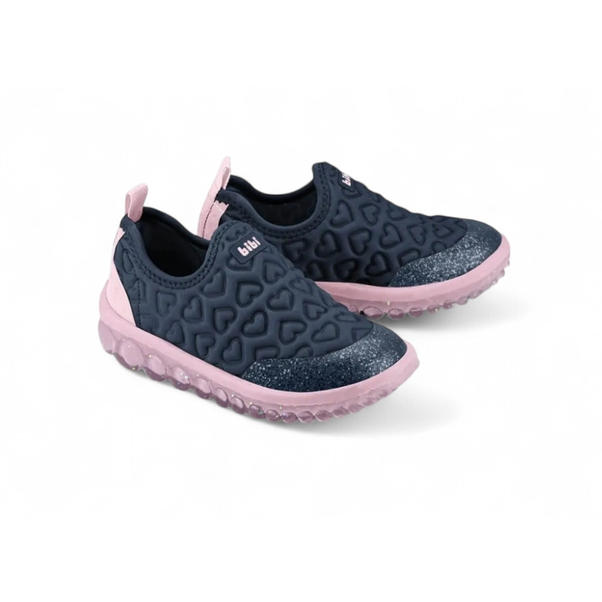 Tênis Infantil Bibi Roller Azul e Rosa de Coração Calce Fácil Confortável em Oferta na Shopee