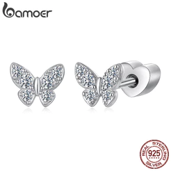 Brincos Bamoer 925 Sterling Sliver Borboleta Moissanite Joias Presentes Para Mulheres