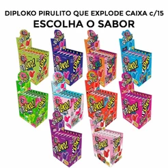 Pirulito Explosivo Explode na Língua DipLoko Boom 11g c/15 ESCOLHA O SABOR- Danilla