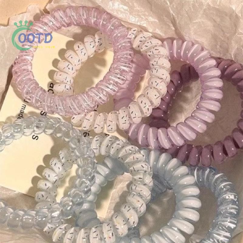 Moda Hoje 4 Peças De Laços De Cabelo Em Espiral Femininos , Fio De Telefone , Anel , Faixas Elásticas De Cabeça , Elásti em Oferta na Shopee