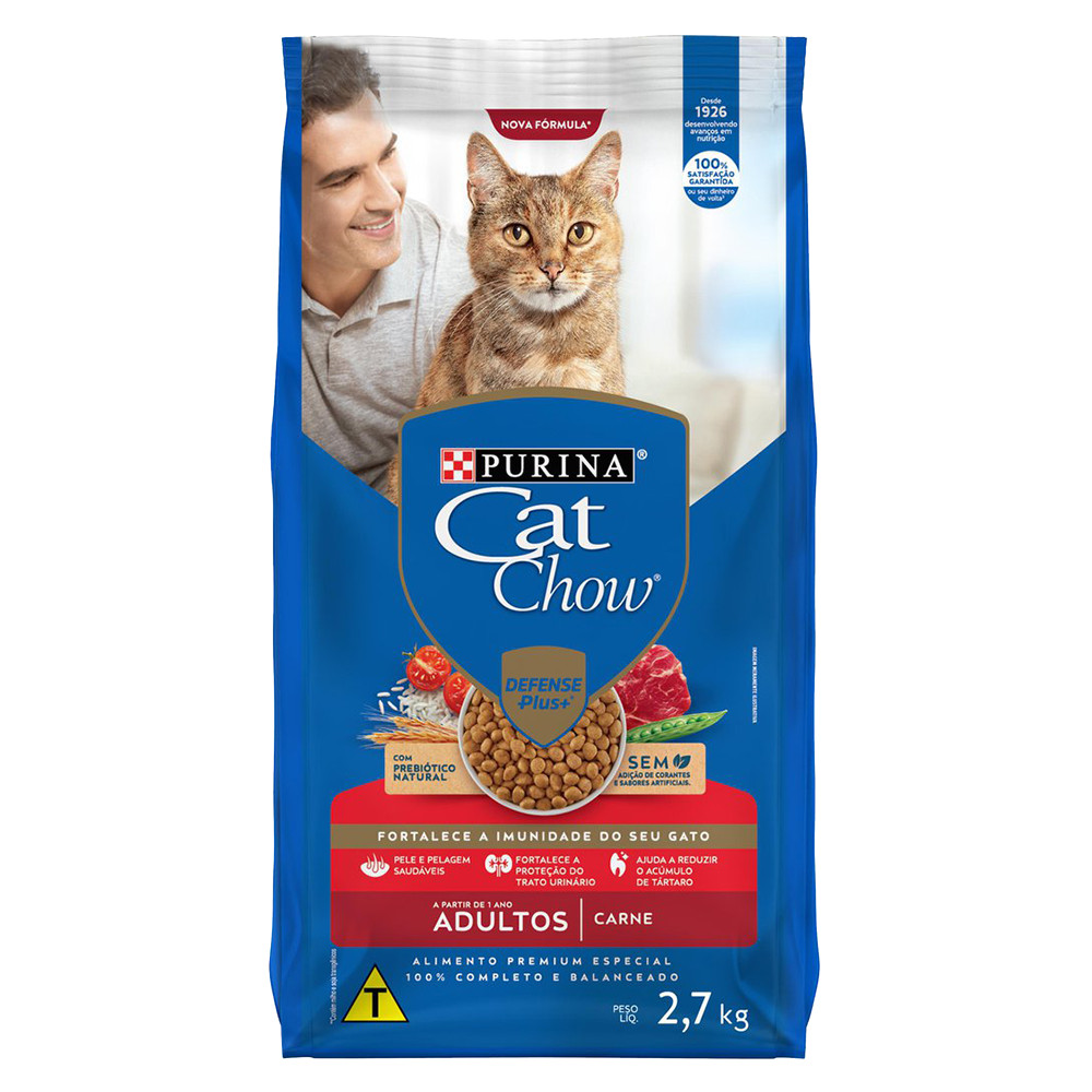 Ração Nestlé Purina Cat Chow para Gatos Adultos sabor Carne - 2,7kg