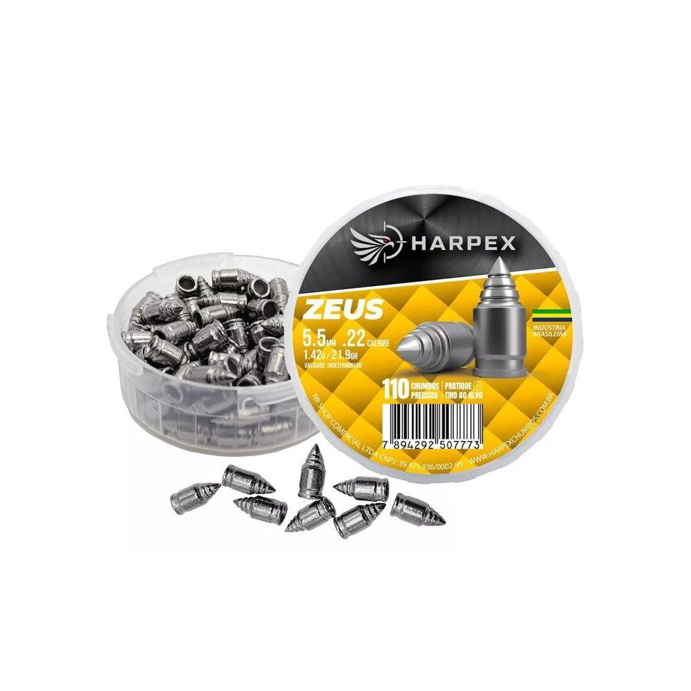 Chumbinho Harpex Zeus 5,5mm 21,9g alta penetração e impacto