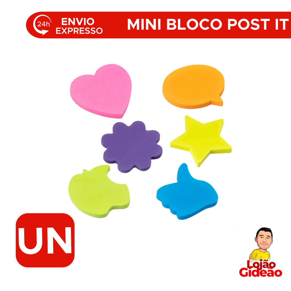 Mini Bloco de Anotações Formas Adesivo Neon Soul Smart Notes