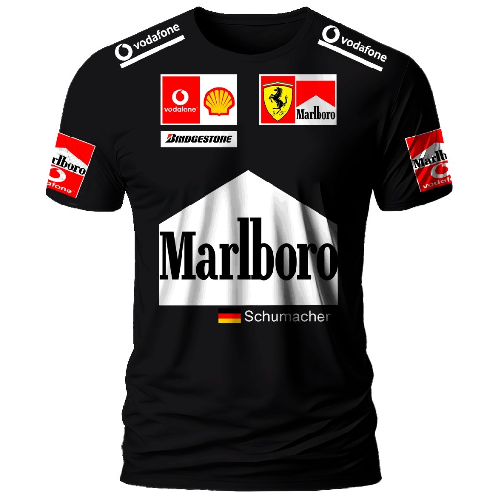 Camiseta Reset Formula 1 Schumacher Preto 100% Algodão