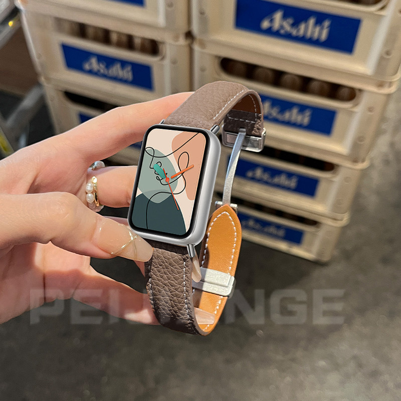 Pulseira De Couro Para Samsung Galaxy Fit 3 22mm 20mm Lichee Padrão Smartwatch Relógio Inteligente Fivela Magnética watc