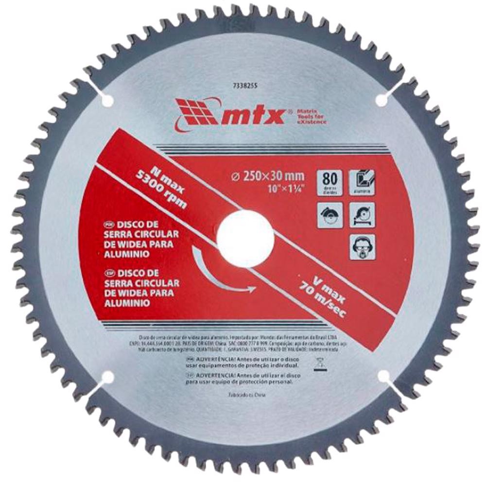 Serra Circular de Widea 10 POL 250 MM x 30 MM para MDF e Alumínio 80 Dentes 7338255 MTX em Oferta na Shopee