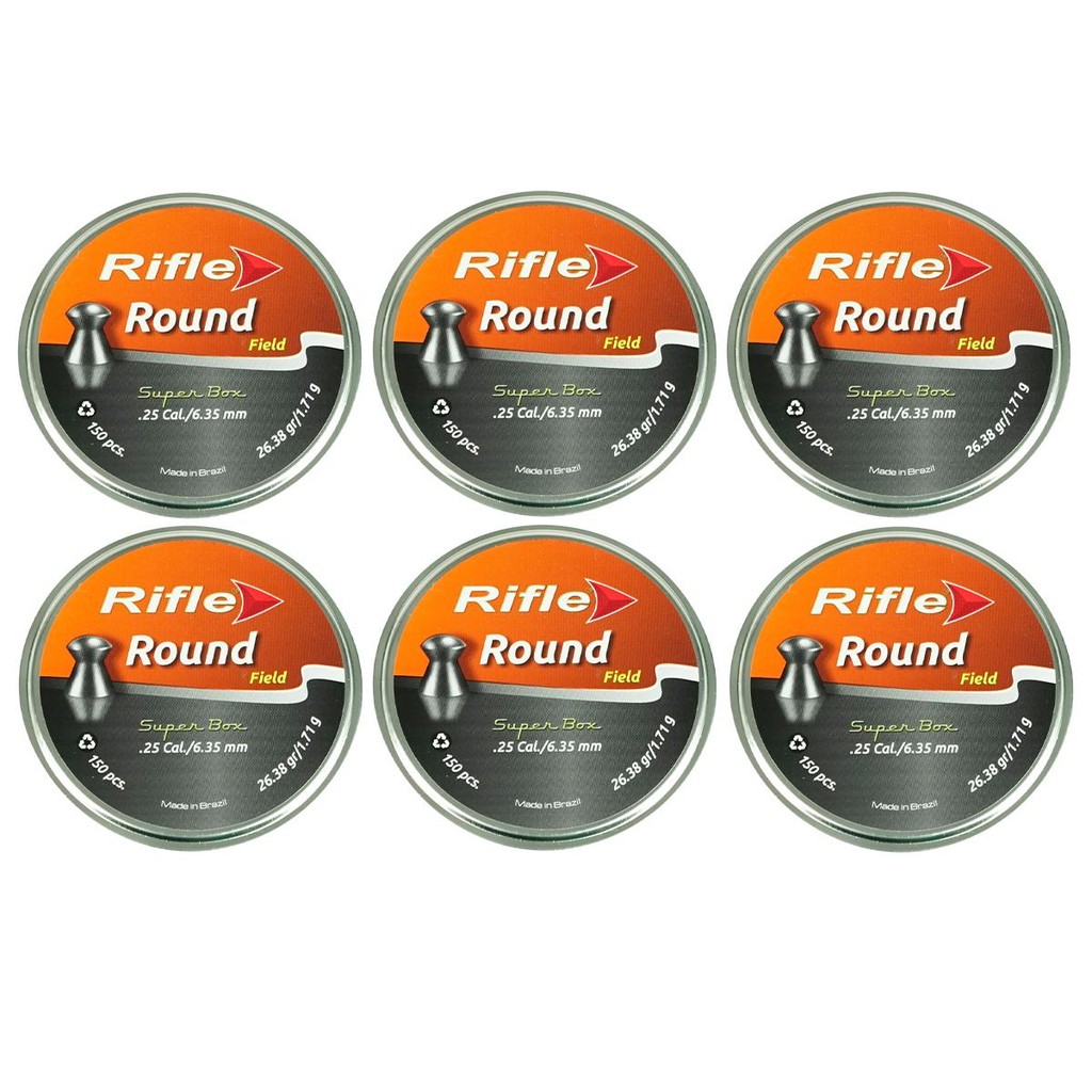 6x Latas de Chumbo Rifle Round Field Calibre 6.35mm