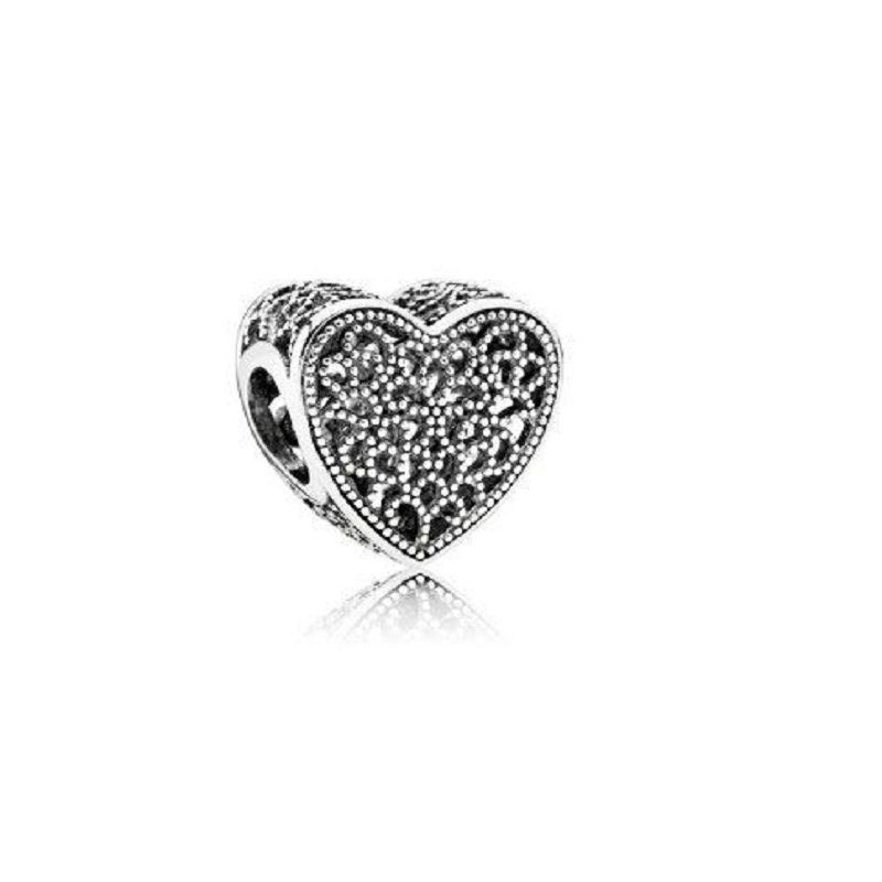 Berloque Prata 925 Coração Vazado Feminino Com Garantia Compatível com todas Pulseiras Berloque