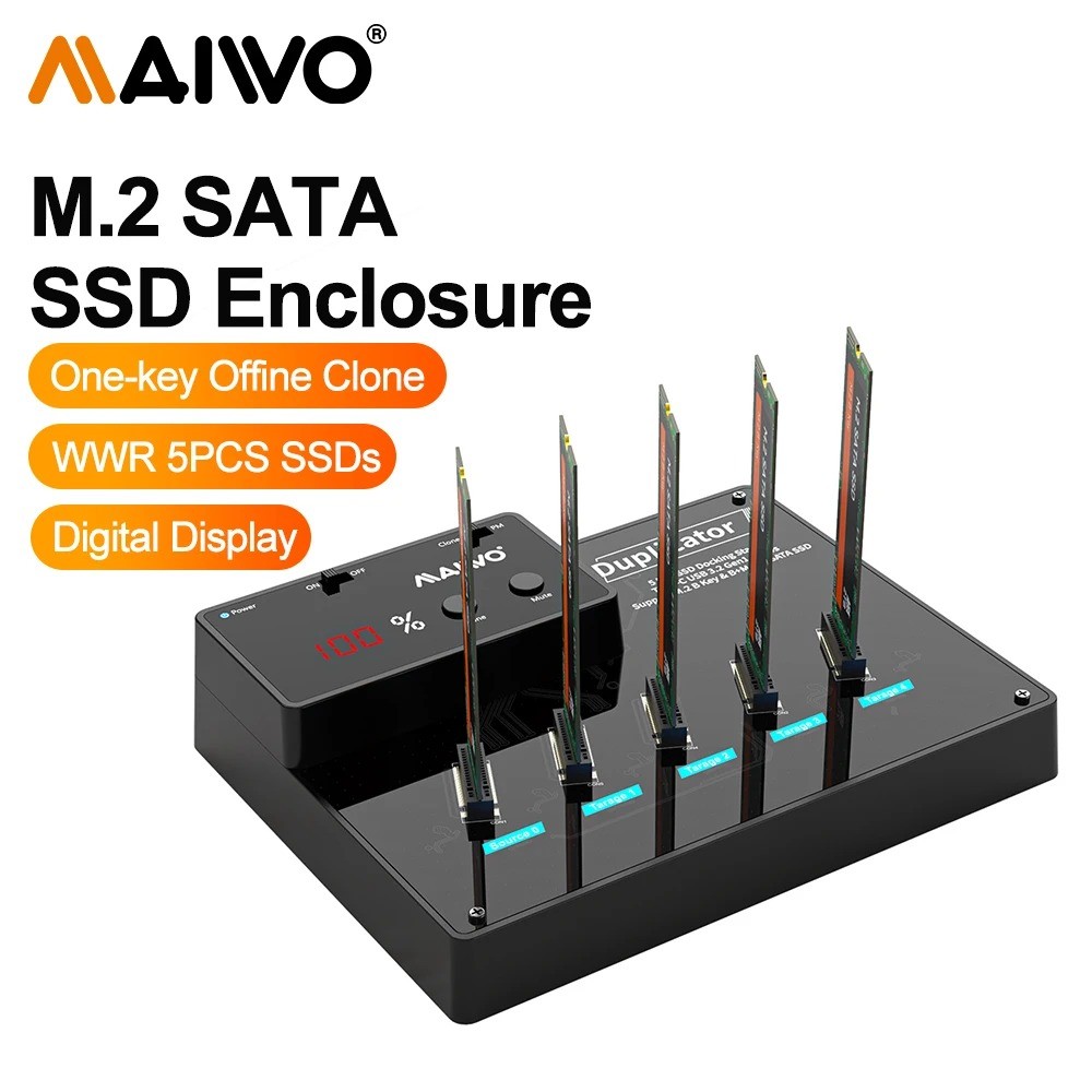 MAIWO 5 Bay M . 2 sata ngff SSD Gabinete Caso Suporte Offline Clone USB 3.1 A M2 Docking Station Para Disco