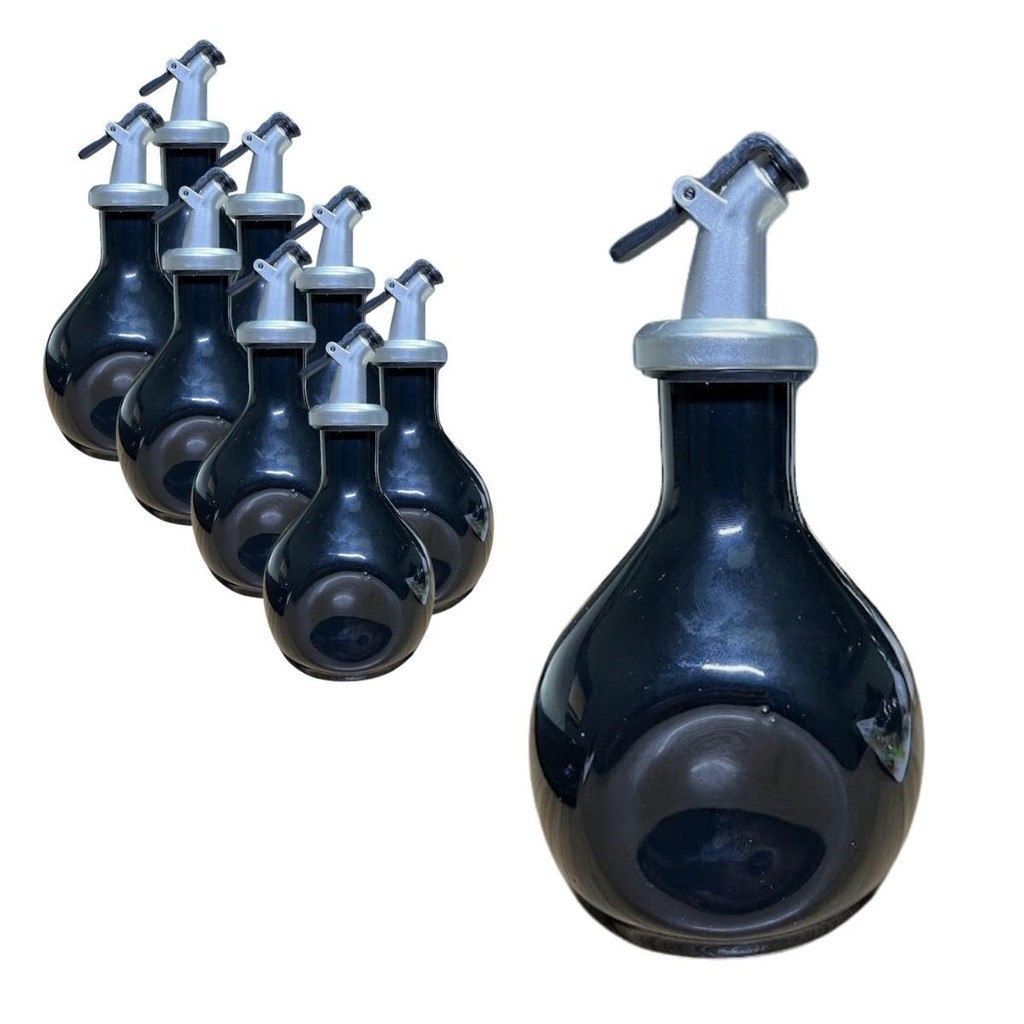 Kit 10 Jarra Porta Shoyu Amassada Sushi Preto Bico Dosador