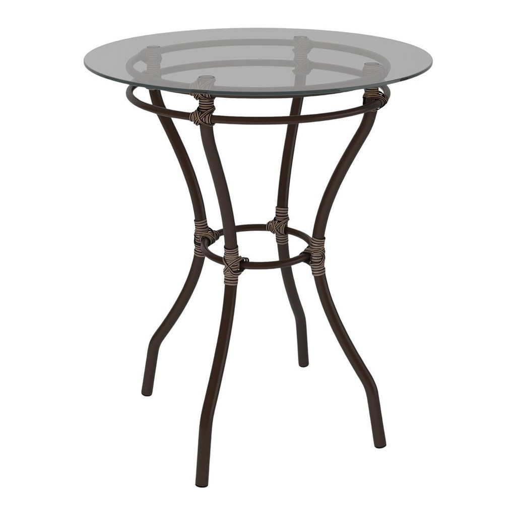 Mesa de Jardim/Área de Lazer 60cm Vidro e Aço com Junco Sintético Multimóveis CR8005 - Home & Living