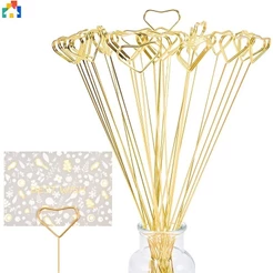 20Pcs Porta-Cartões Metal DIY Em Forma De Coração Redondo Clip De Cartão Postal Mensagem Stand Flower Shop Decoração De Festa De Aniversário
