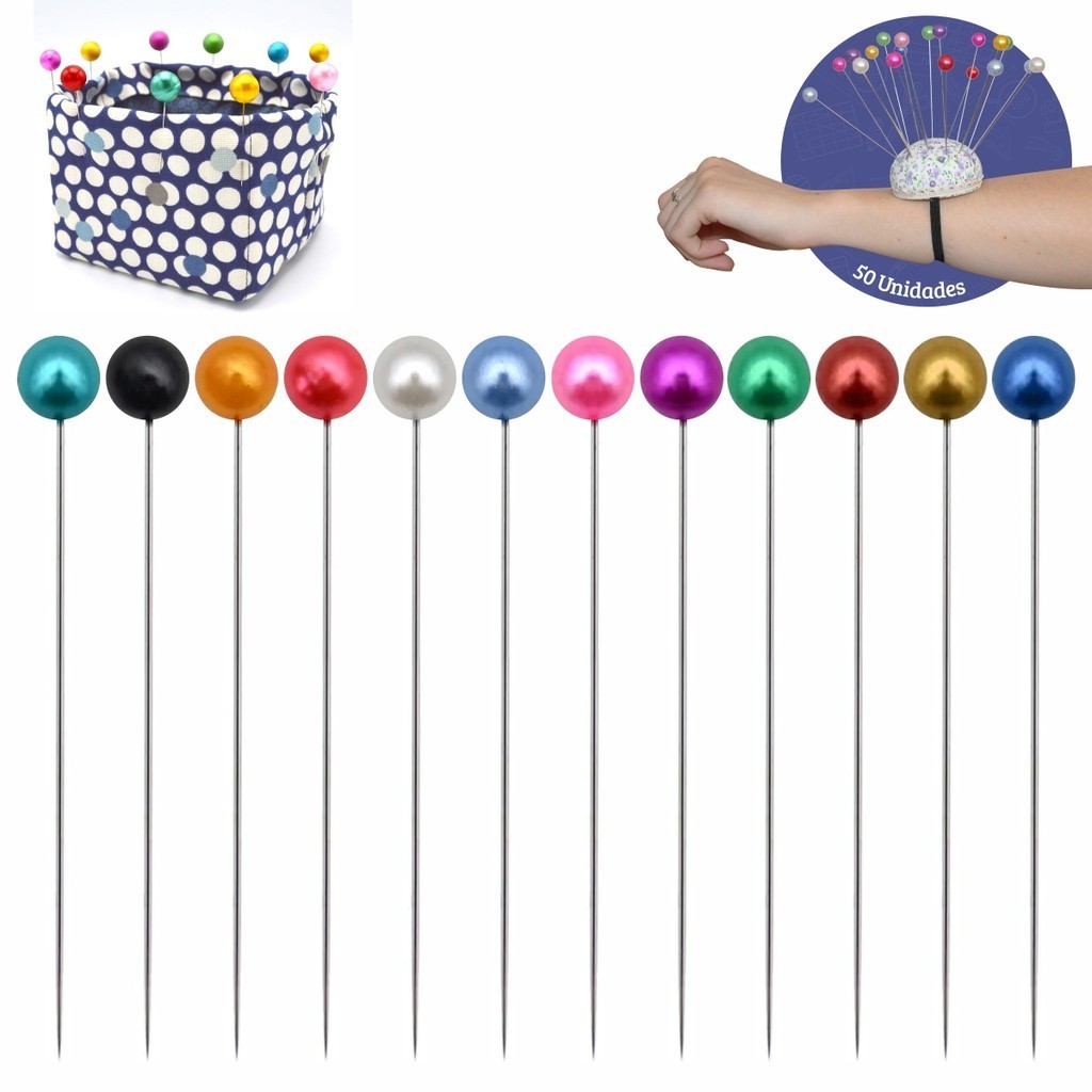 Alfinete Gigante Grande 10cm Cabeça de Pérola para Artesanato Costura Patchwork – Kit 50 Peças em Oferta na Shopee