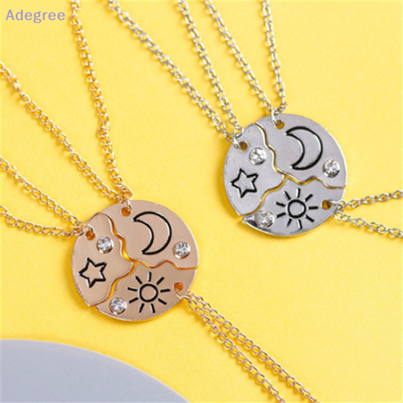 Adegree 3Pieces New Round Sun Star Moon Pendant Necklace Moda Melhor Amigo Para Sempre BFF Amizade Homens E Mulheres Gargantilha De Encanto 2023 Novo