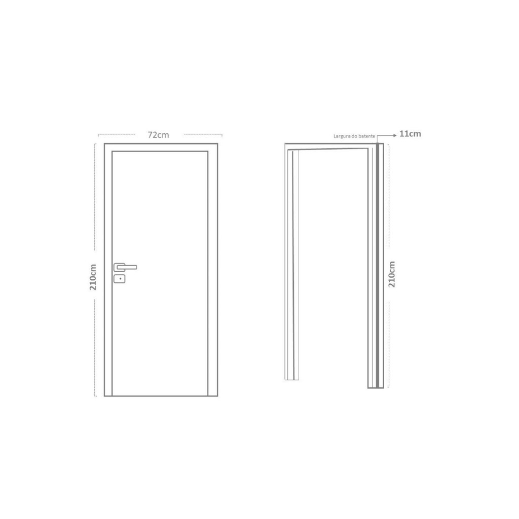Detalhes do Kit Porta de Madeira 210x72cm Batente 11cm Lisa Primer Uniportas  Direita