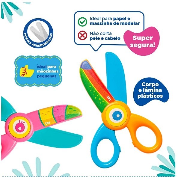 Tesoura Plástica Escolar Nhac 13 Cm - Tris - Tesoura Infantil Colorida