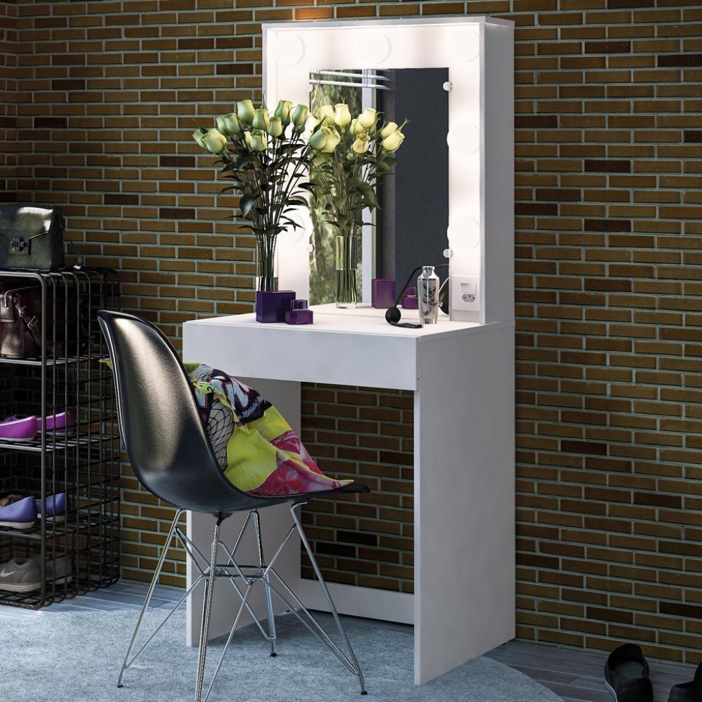 Penteadeira Camarim Lavínia para 7 Lâmpadas 1 Gaveta Branco - Politorno em Oferta na Shopee