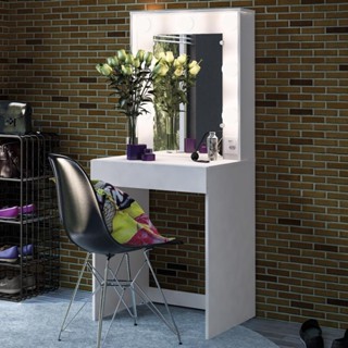 Penteadeira Camarim Lavínia para 7 Lâmpadas 1 Gaveta Branco - Politorno em Oferta na Shopee